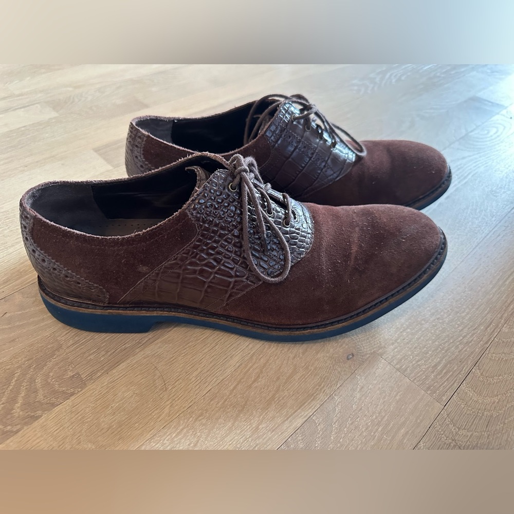 Cole Haan Mens Franklin Leather Saddle Shoes Oxfords C11988 Brown Blue SZ 11.5
